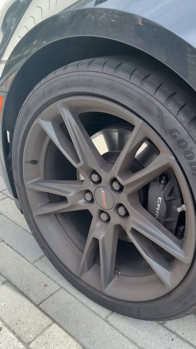 Freshly cleaned wheel and tire, close up